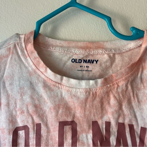 🌼 5/$25 Old Navy Girls Long Sleeve Tie-Dye Logo Tee Shirt Pink White 6T Cotton - Picture 2 of 7